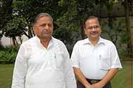 With former Defense Minister & Chief Minister U.P. Mr Mulayam Singh Yadav inside his house very early morning